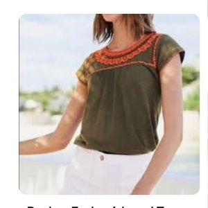 Boden Fern Embroidered Jersey Top Green/pink US 6